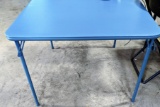 Padded blue card table