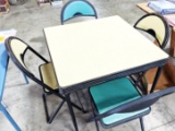 Vintage Turquoise & Yellow Folding Table & Chairs