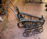 Wicker 4 wheel doll carriage 21x25
