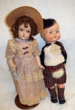 2 old dolls w/ composition & plastic irish boy