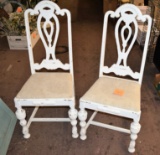 Pair of white painted side chairs