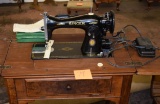Singer sewing machine in beautiful burled stand w/ stool #AJ497197