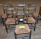 Wonderful Set of 6 Early American Paint Decorated Side Chairs with Rush Bottoms (From Vermont)
