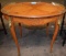 Antique French Inlaid Lamp Table with Brass Accents & Gallery