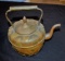 Early Copper Teapot with Brass Decoration