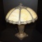 Table Lamp w/ Caramel Colored 8 Panel Filigree Shade