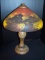 Pittsburgh Reverse Painted Table Lamp with Lake Scene, House & Trees (unsigned)