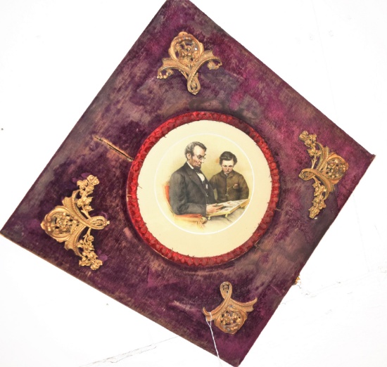 Abraham Lincoln & Todd Print in Velvet Frame "As Is"
