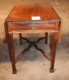 Early Pembroke/Marlborough Drop-leaf Table with 1 Drawer & Block Feet