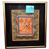 Framed Silk Embroidery with Bird