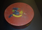 Folk Art Round Painted Box, lamp & misc.