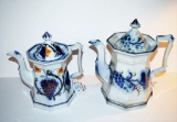 Gaudy Dutch Teapots w/ Grape & Leaf Pattern