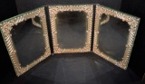 Beautiful 19th Century Sterling & Velvet Trifold Dressing Table Mirror