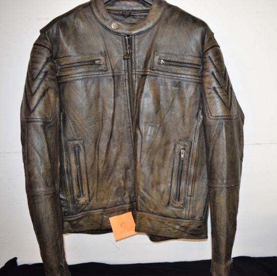 Men's "High Mileage" Brown Leather Coat w/ Liner 3XL