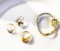 2 10k gold rings, 14k gold ring & 14k watch case (Bulova)