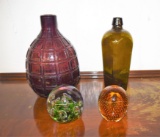 GLASS BOTTLES & PAPERWEIGHTS