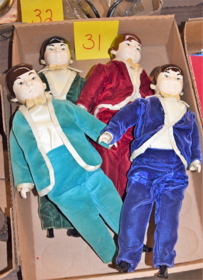 4 Vintage Ceramic Dolls in Tuxedos