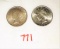 (2) 1922-P Peace Dollars Higher grades