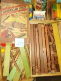 VINTAGE AMERICAN LOGS IN ORIGINAL CASE BY HALSAM & extra logs,etc.