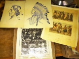 VINTAGE PAPER W/ AMERICAN INDIAN INK DRAWING