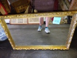 LARGE GOLD PLASTIC FRAMED MIRROR - PICK UP ONLY