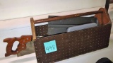 WOOD TOOL BOX & SAW -  PICK UP ONLY