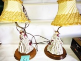 PAIR OF LAMPS WITH FLORENCE CERAMICS FIGURINES - PICK UP ONLY