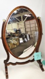 OLD MAHOGANY OVAL DRESSING TABLE MIRROR - PICK UP ONLY