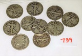 (10) Walking Liberty Half Dollars