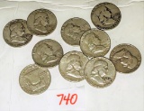 (10) Franklin Half Dollars