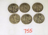 (6) Walking Liberty Half Dollars