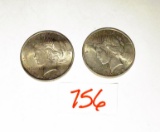 (2) 1922-P Peace Dollars Higher grades