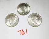 (3) 1923-P Peace Dollars Higher grades