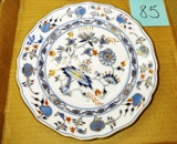 GORGEOUS MEISSEN BLUE ONION PLATE with red & gold accents