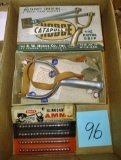 HODGE CATAPULL WITH PISTOL GRIP IN ORIGINAL BOX AND SLINGSHOT AMMO