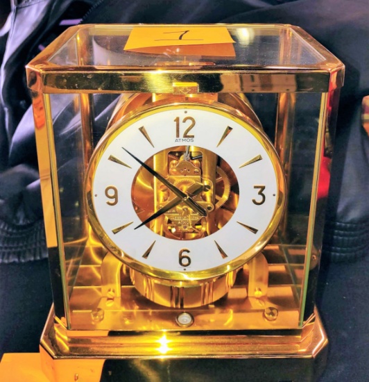 Fantastic Jaeger LeCoultre 15 Jewel Gilt Brass & Glass Atmos Clock - Working Condition -  PICK UP ON
