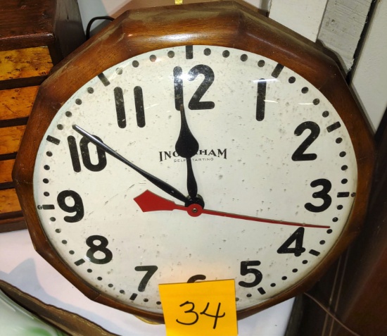 Vintage Electric Ingraham Wall Clock - Runs