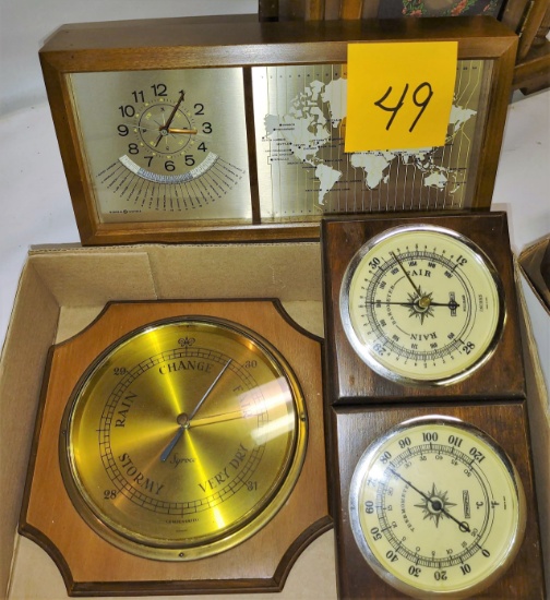 Like New Vintage Mid-Century Modern Terrestrial GE Time Clock with Map Time Zone & Gauges