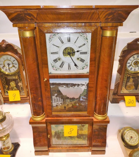 Large Antique Birge, Peck & Co. Shelf Clock with Columns - Runs - PICK UP ONLY