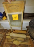 Small Vintage Washboard & Rolling Pins