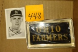 Vintage Dean Chance Autographed Photo & Ohio Farmers Plaque