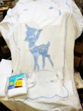 Child's Vintage Chenille Bedspread with Deer, New Crib Pad