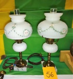 Pair of Vintage Milk Glass Budoir Lamps