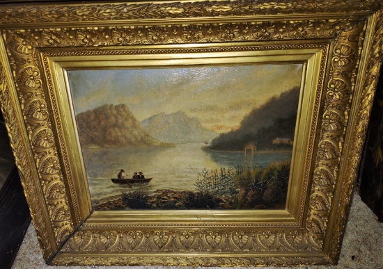 SCENIC OIL ON CANVAS with GILT FRAME (19"X16")