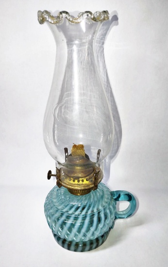 3" BLUE SWIRL OIL LAMP