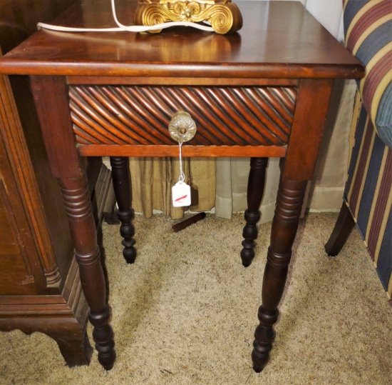 1800's 1 DRAWER STAND with GLASS PULL - PICK UP ONLY