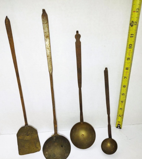 1800's BRASS LADELS & SPATULA