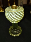 1800's VASELINE SWIRL OIL LAMP BASE