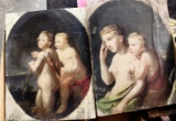 1800's OIL ON CANVAS PAINTINGS - PUT ON BOARDS