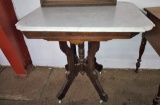 WALNUT VICTORIAN MARBLE TOP STAND